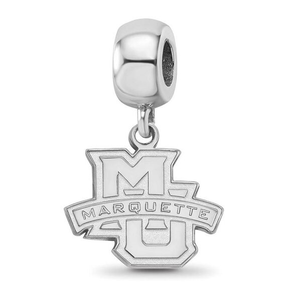 Sterling Silver Marquette University Small Dangle Bead Charm - Picture 1 of 6